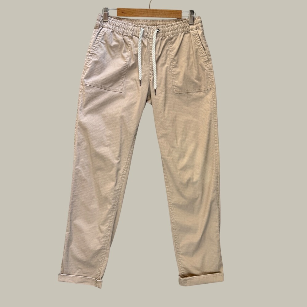 Vuori Ripstop Pants Khaki Tan Women Elastic Waist Drawstring Jogger Size M